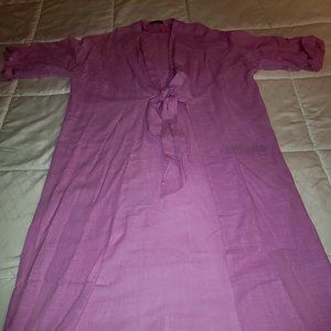 Zara lilac linen cotton kimono duster with front tie